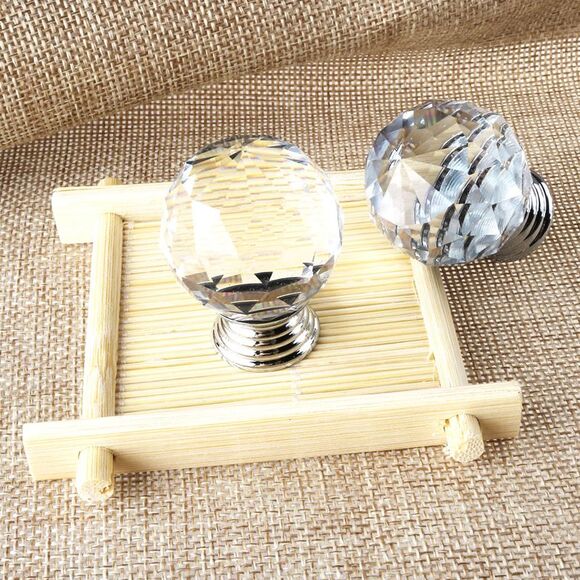Round 1.18" Cabinet Drawer Knob Wardrobe Pull Handle with Screw 1pcs Clear - Picture 6 of 6
